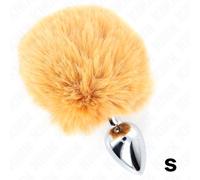 Kink - spina in acciaio inossidabile 7 x 3 cm con coda di coniglio in ecopelliccia beige 8 cm