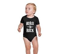 KINKIES Body Born to Rock - Tuta da bambino punk unisex in morbido cotone, Nero , 6 Months
