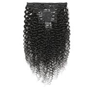 Kinky Curly - Extension a clip per capelli umani brasiliani, invisibili, delicate sulla pelle, colore nero naturale, 8 pezzi (20,3-71,1 cm)