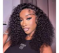 Kinky Curly Half Wig Human Hair 180 Density Glueless Wig with Drawstring 3 In 1 Seamless Clip Ins Flip Over Half Wigs Invisible Hairline Glueless Wear and Go Headband Wigs for Women 18 Inch