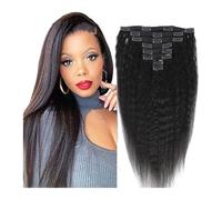 Kinky Straight Clip in extension per capelli naturali, per donne, 120 g, colore nero, 18 pollici