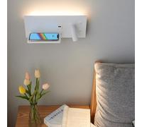 KINLAMS Lampada Da Parete A Ricarica Senza Fili, Rotante USB Per Camera Da Letto, Lampada Da Lettura, Interruttore Di Studio, Applique Per Ristrutturazione Interna Hotel (Bianco Senza Fili diritto)