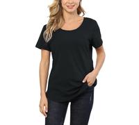 KINLYBO Maglietta da allattamento a maniche corte con cerniera laterale per gravidanza, abbigliamento casual, Nero , M