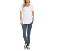 KINLYBO Maglietta da allattamento a maniche corte con cerniera laterale per gravidanza, abbigliamento casual, bianco, XS