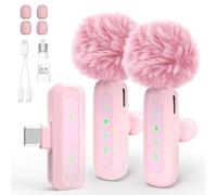 kinmaizi Mini microfono Lavalier Lapel per iPhone iPad iOS Devices - Noise Reduction Lapel Mic for Recording, Clip on Mic, for Video YouTube Tiktok Podcast Vlogging (rosa)