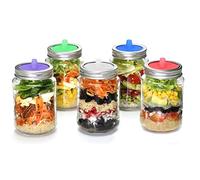 Kinnart Kit completo di fermentazione per barattoli di muratore, 5 coperchi in silicone senza acqua, adatti per barattoli a bocca larga, facili da pulire, senza BPA