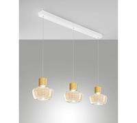 KINO SOSPENSIONE 3 LUCI COGNAC A LED 3000K - 36W - 3900 lm DIMMERABILE BASE LINEARE