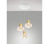 KINO SOSPENSIONE 3 LUCI COGNAC A LED 3000K - 36W - 3900 lm DIMMERABILE BASE TONDA