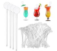 kinoco Cocktail Riutilizzabili Bastoncini Mixer per Cocktail, 80 Pezzi, 18 cm, Plastica Trasparente