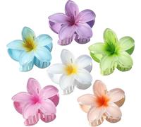kinoco Fermaglio per capelli con fiori hawaiani, confezione da 6, accessori per capelli spessi, multicolore
