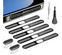 kinoco Tappo antipolvere USB C Kit di protezione antipolvere per iPhone, 5 tappi porta USB-C e altoparlante con strumenti di installazione, nero