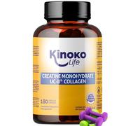 Kinoko Life Creatina Monoidrata e UC-II Collagene 180 capsule. Creatina Monoidrato Micronizzata Pura. Pre-allenamento Potente Pre workout Preworkout. Creatina capsule. creatina. Formula Innovativa.