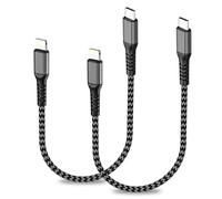 KINPEE Cavo USB C Lightning Corto 0.3M 2Pack, [Certificato MFi] Cavo iPhone USB C Nylon cavo Ricarica iphone Filo Caricatore iphone Cavetto per iPhone 14/13/12Mini/11 Pro Max/X/XS/XR/8 Plus/SE, iPad