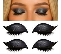 Kinretixia 2 paia di adesivi per ombretto e ciglia, Lazy Eye Shadow Eyelash Patch, adesivi per trucco ombretto e ciglia riutilizzabili 2-in-1 (nero)