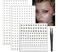 Kinretixia 3 pezzi gemme per il volto, finto piercing naso, piercing sopracciglia, non perforante, adesivi per il viso, festival musicale