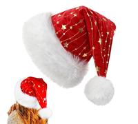 kinrguiyuez Cappello di Babbo Natale personalizzato con paillettes, unisex Natale Capodanno Costume Party Forniture, Red Gold Star Hot Stamping Christmas Party Hat, Natale Halloween Capodanno Holiday