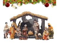 kinrguiyuez Set di presepe con figure, decorazioni per presepe, decorazioni e figure, stalle, mangiatoia di Gesù Chiesa Casa di Natale