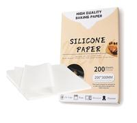 Kinsinder 200 pezzi di carta da forno per uso intensivo 20x30cm Carta antiaderente pretagliata per la cottura Carta pergamena Fogli di carta oleata per la cottura Fodera da forno in silicone Carta da