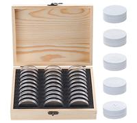 Kinsinder 30 Pezzi Scatola Portamonete in Legno, Capsule per Monete, Portamonete in Legno per Collezionisti con Capsule, Scatola di Protezione per Monete, 5 Misure