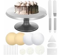 Kinsinder Piatto girevole per torte, in alluminio, 30,5 cm, con spatola per glassa, pettine per glassa, per pasticceria