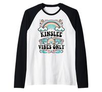 Kinslee Vibes Only Cute Retro Girls Kinslee Name Maglia con Maniche Raglan