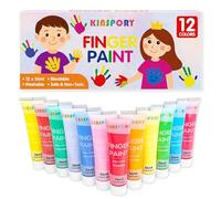 KINSPORY Colori a Dita per Bambini, Pittura per le dita 12 × 36 ml | Non Tossici, Lavabili, Sicuri per Mani e Piedi, adatti per dipingere con le mani all’asilo, a scuola, in terapia e a casa