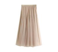 kinstell Gonne in tulle per le donne gonna a tutù lunga una linea in rete elastica in vita gonne, Beige, Taglia unica