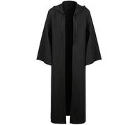 Kinstell Uniforme con Cappuccio Robe Cavaliere Abiti Tunica Nera Uniforme Completo Halloween Darth Con Cappuccio Accappatoio Mantello Cosplay Costume