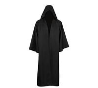 kinstell Uniforme con Cappuccio Robe Cavaliere Abiti Tunica Nera Uniforme Completo Halloween Darth Con Cappuccio Accappatoio Mantello Cosplay Costume
