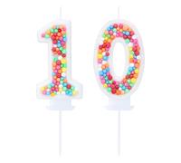 Kinsynko Candela di compleanno con numero 10 arcobaleno, 10 candele per torte di 10° compleanno, ragazza e donna, tema dolce colorato, dieci anni, anniversario di matrimonio, decorazione per torte