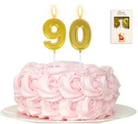 Kinsynko Candele per 90° compleanno, numero 90, decorazione per torta di compleanno per novant'anni