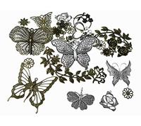 Kinteshun Ciondolo a forma di foglia di fiore a farfalla per accessori fai da te (29 pezzi, tonalità argento e bronzo)