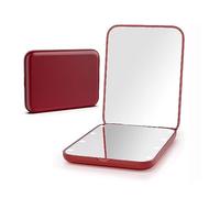 Kintion Specchio tascabile, 1 x 3 LED, da viaggio, piccolo, rosso vino