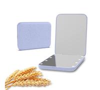 Kintion Specchio tascabile in paglia di grano, ingrandimento 1X/3X, specchio da viaggio per borsa, specchio in fibra di plastica illuminata, specchio portatile pieghevole, piccolo specchio compatto