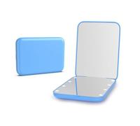 Kintion Specchio Tascabile, Specchio da Trucco da Viaggio LED Compatto con Ingrandimento 1x/3x e Luce per Borsa, 2-Lati, Portatile, Pieghevole, Maneggevole, Piccolo Specchio Illuminato per Regalo, Blu