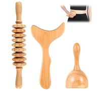 KintKita Strumenti per massaggi 3 in 1, kit per massaggi per drenaggio linfatico in legno, kit professionale per massaggio anticellulite, per scolpire il corpo, contouring, sollievo muscolare