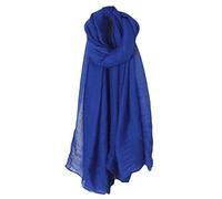 KINTRADE Sciarpa Lunga da Donna in Tinta Unita avvolta in Lino di Cotone retrò Grande Scialle Hijab Elegante Sciarpa Royal Blue