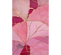 KINTSUGI FLORAL-Botanical Pink Jade Gold Vintage Japanese Craft-WELLNESS HELP JOURNAL NOTEBOOK DIARY Asian Oriental Zen Flower Artist Women Teen Girl ... Abstract Art High School College University