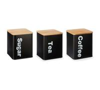 Kinvara Set di barattoli 3 Pezzi Nero Naturale Metallo bambù 1,5 ml