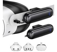 Kinwin Confezione da 2 batterie per Meta Quest 3S/3/2, 20000 mWh, 18 W, ricarica rapida per Oculus Quest 3S/3, batteria estesa per cuffie VR, caricabatterie leggero e portatile, nero