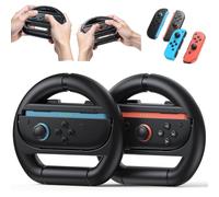Kinwin Volante per Nintendo Switch 2 e Switch 1 e Switch OLED Joycon, impugnatura per controller del volante da corsa per Mario Kart World e Mario Kart 8 Deluxe, NS2 antiscivolo accessori (nero x2)