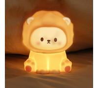 KinYiLO Simpatica luce notturna a forma di leone per bambini, lampada ricaricabile con timer, 3 livelli di luminosità e luce calda, luce notturna in morbido silicone, controllo del rubinetto, regalo