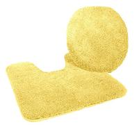 Kinzler J-10052/06 Set da bagno in microfibra, 2 pezzi: copriasse WC 47 x 50 cm, e tappetino sagomato 50 x 55 cm, colore: Giallo