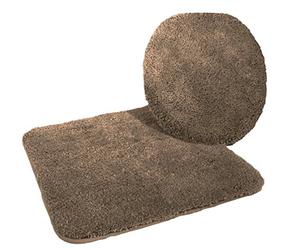 Kinzler J-10053/52 Set da bagno in microfibra, 2 pezzi: copriasse WC 47 x 50 cm, e tappetino non sagomato 50 x 55 cm, colore: Marrone