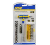 Kinzo 71914 - Set cacciaviti con bussole e inserti, 21 pezzi