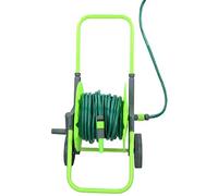 KINZO - Carrello avvolgitubo con manubrio regolabile - Verde/Grigio, 45 x 43 x 95 cm