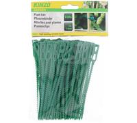 Kinzo Fascette regolabili per piante - 100 mollette per piante - Aiuto per fiori e pomodori - legante per piante - plastica - verde