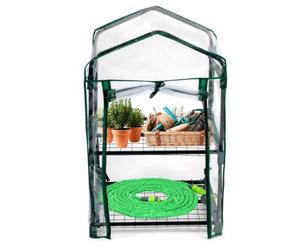 Kinzo Serra da giardino, 45 x 50 x 80 cm, mini serra con 2 ripiani, resistente alle intemperie e trasparente