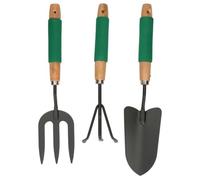 Kinzo Set di attrezzi da giardinaggio, 3 pezzi, rastrello a mano, forchetta e pala, manico comodo e rivestimento antiaderente, strumenti da giardino per vasi e piccoli spazi
