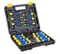 Kinzo Set di cacciaviti, 32 pezzi, con valigetta per attrezzi, cacciavite con punta magnetica, nero, giallo, blu